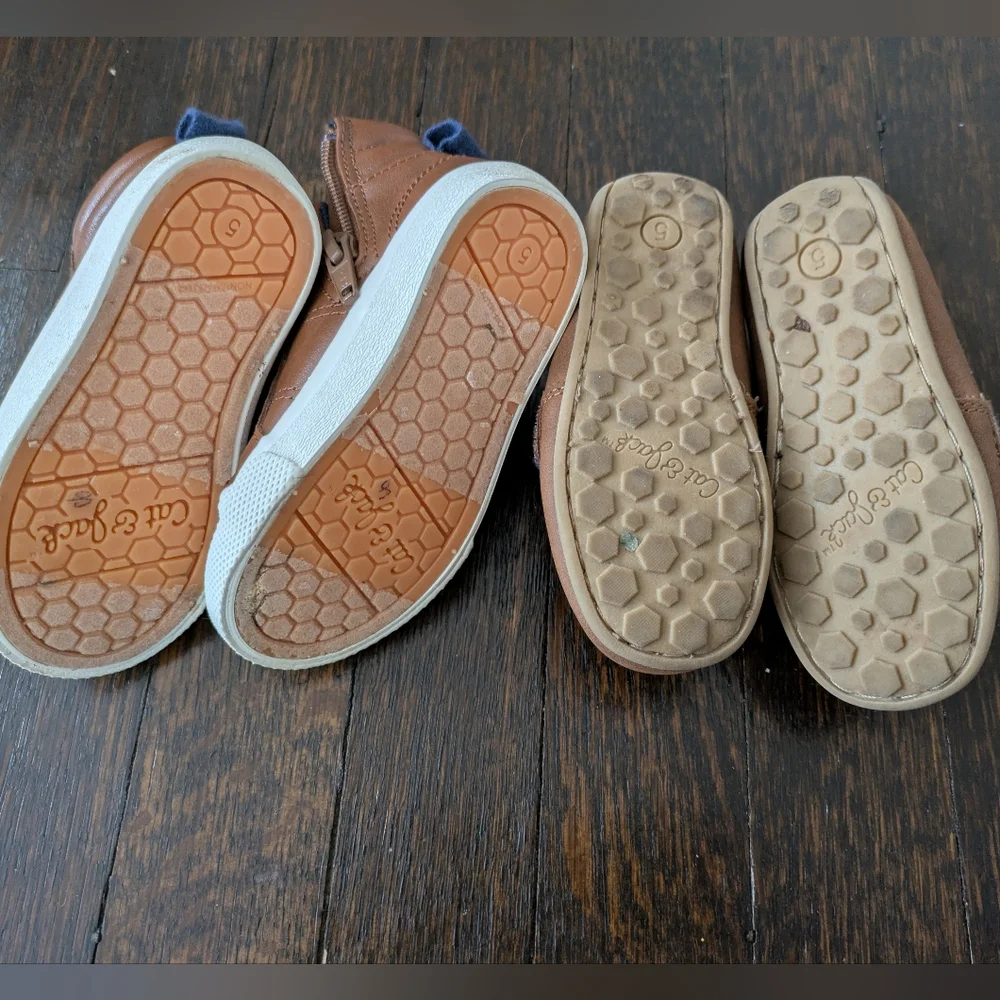 TWO Pairs of Cat & Jack Toddler Brown Shoes - Boots and Loafers